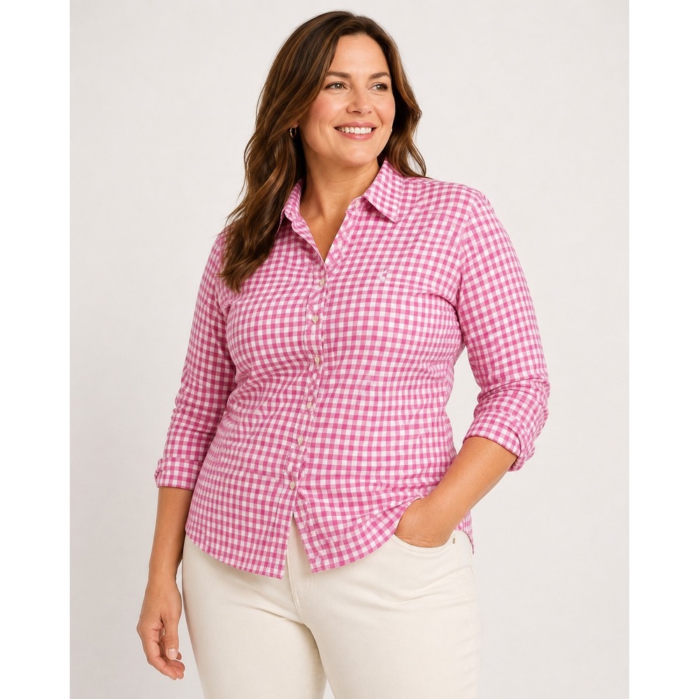 Ralph Lauren Sport Pink Gingham Size 14 Slim Fit Cotton Button Down Shirt NWT
